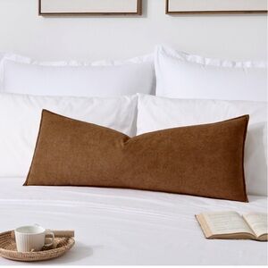 ‘Couch Sofa Chair Bed’ Rectangular Lumbar Boucle Pillow Cover 36x14” BROWN